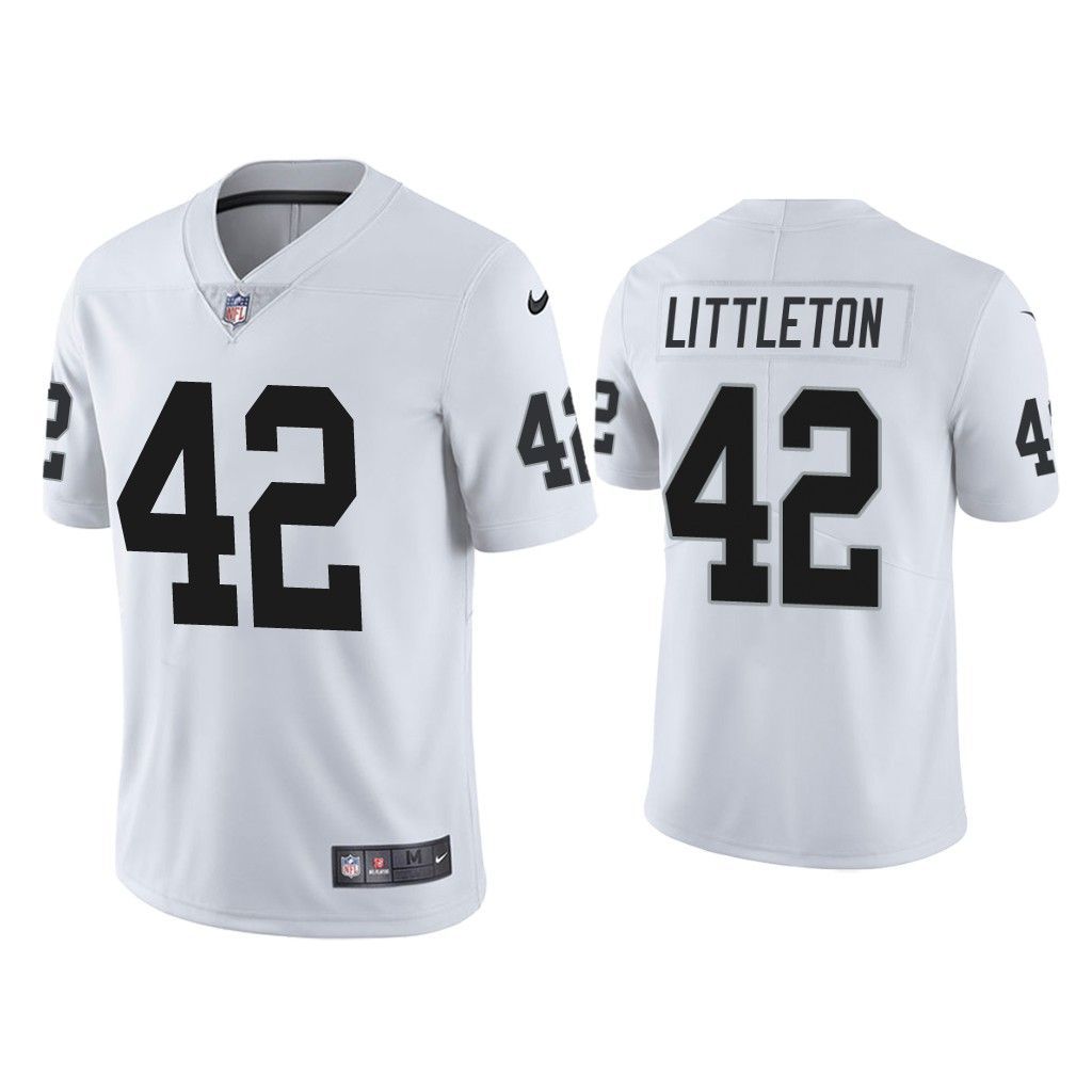 Men Oakland Raiders #42 Cory Littleton Nike White Limited NFL Jersey